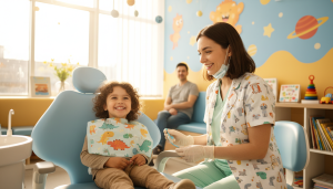 Happy child smiling during a gentle children's dental appointment at Red Rose Dentistry Hamilton Ontario