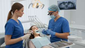Dentist performing gentle root canal treatment in modern Hamilton dental operatory at Red Rose Dentistry